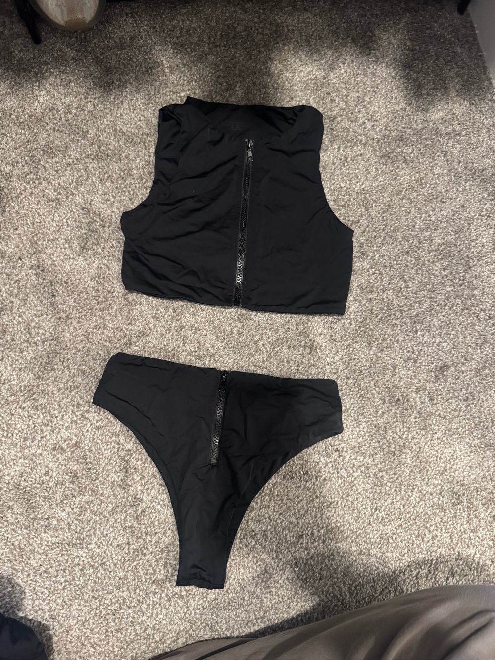 Myra Swim Black Zip Front Bikini Set